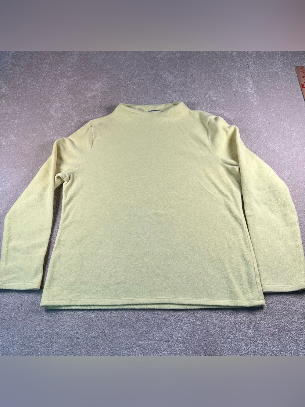 Talbots Fleece Sweater Bright Yellow Soft Cozy Pullover Low Mock Neck Women's Lg